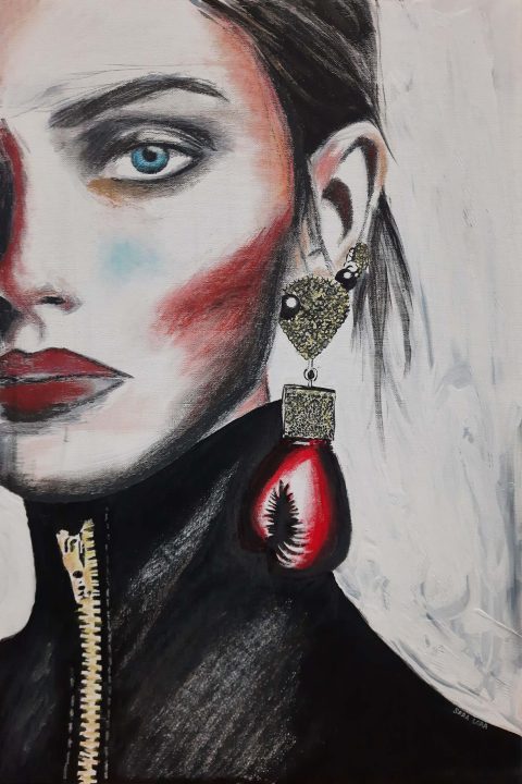 Woman with a Boxing Glove Earring_front